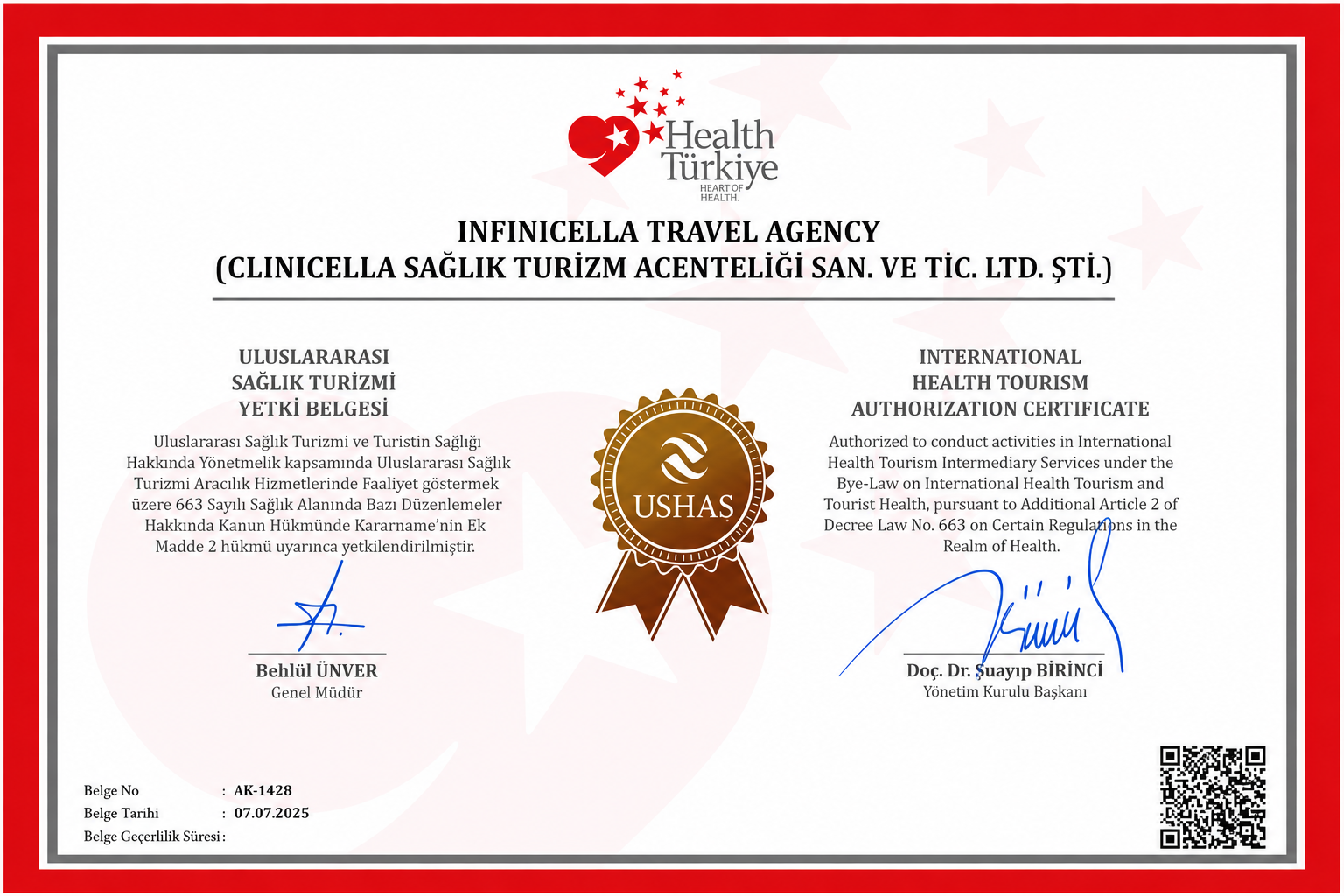 Sağlık Turizm Belgesi